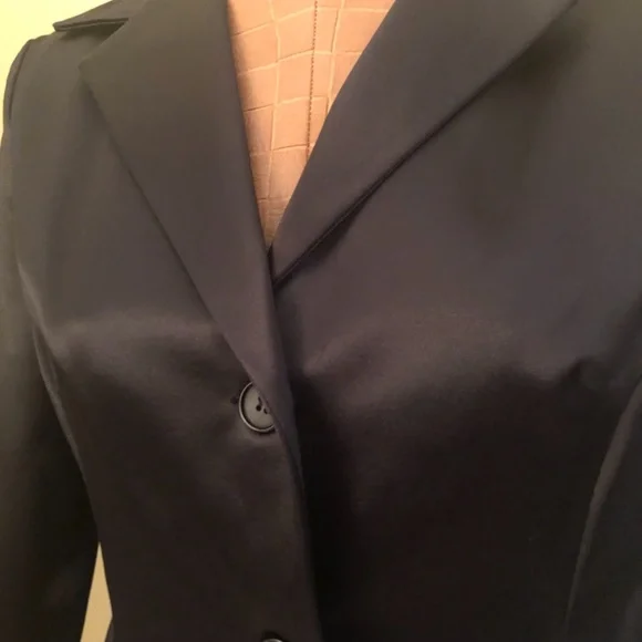 NWOT, Maria Bianca Nero Black Stretch, Satin Sheen Blazer - Picture 2 of 13